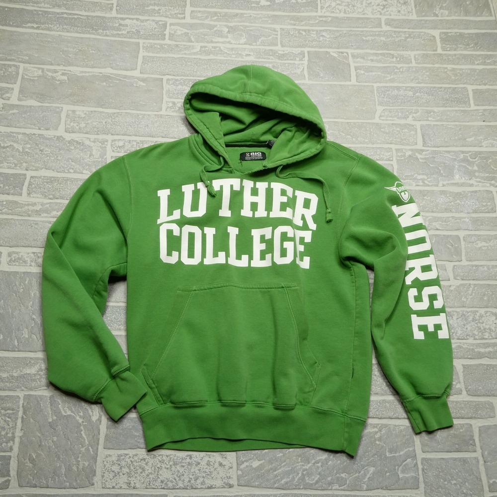 VINTAGE Luther College Sweater Adult Small Green Fleece Hoodie Norse Nordic